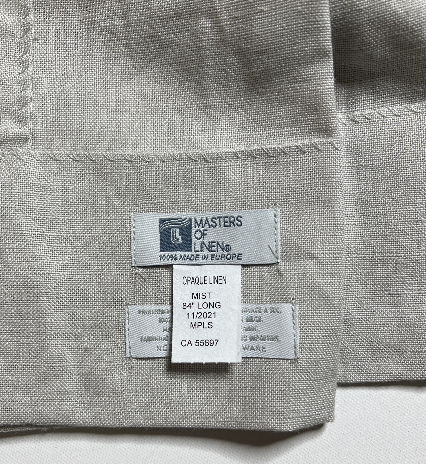 Restoration Hardware Opaque Belgian Linen Drapery RP 50″W x 84″L Mist NEW $215