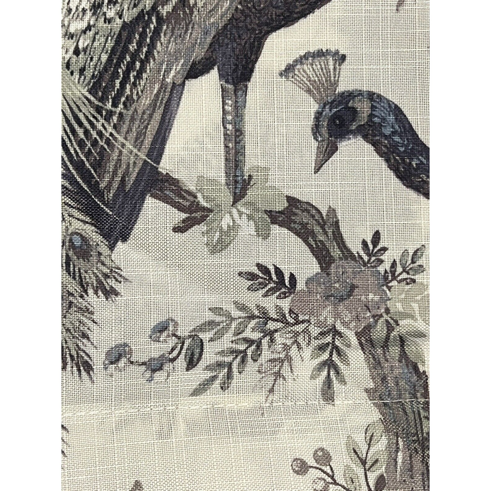Laura Ashley Belvedere Peacock Curtains 2 Panels Navy Blue Green Ivory 38”x 96”
