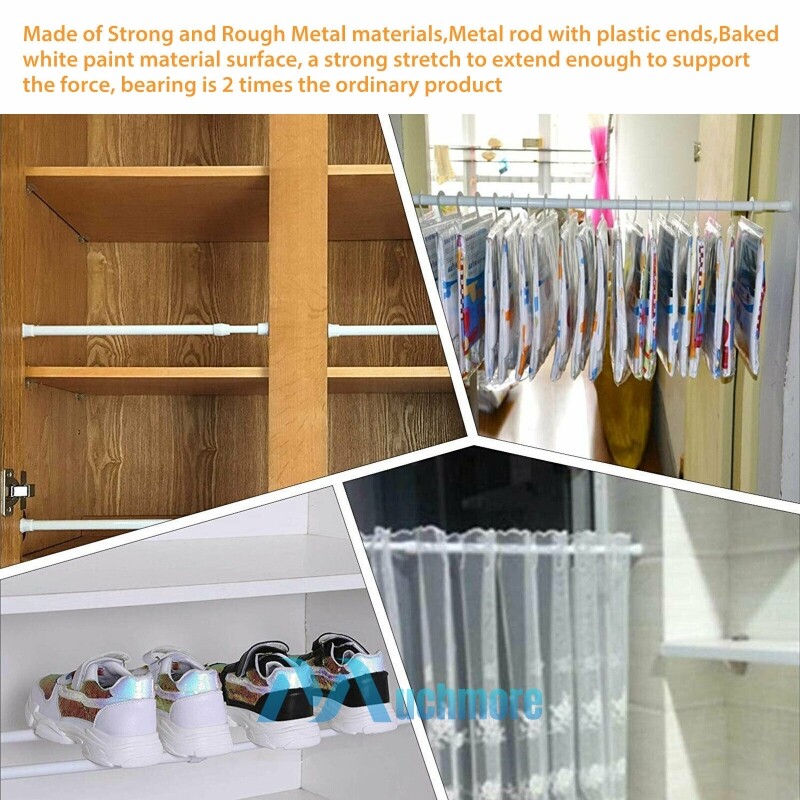 2 Pack Spring Tension Curtain Rods 23-43 Inches, White Spring Loaded Curtain Rod