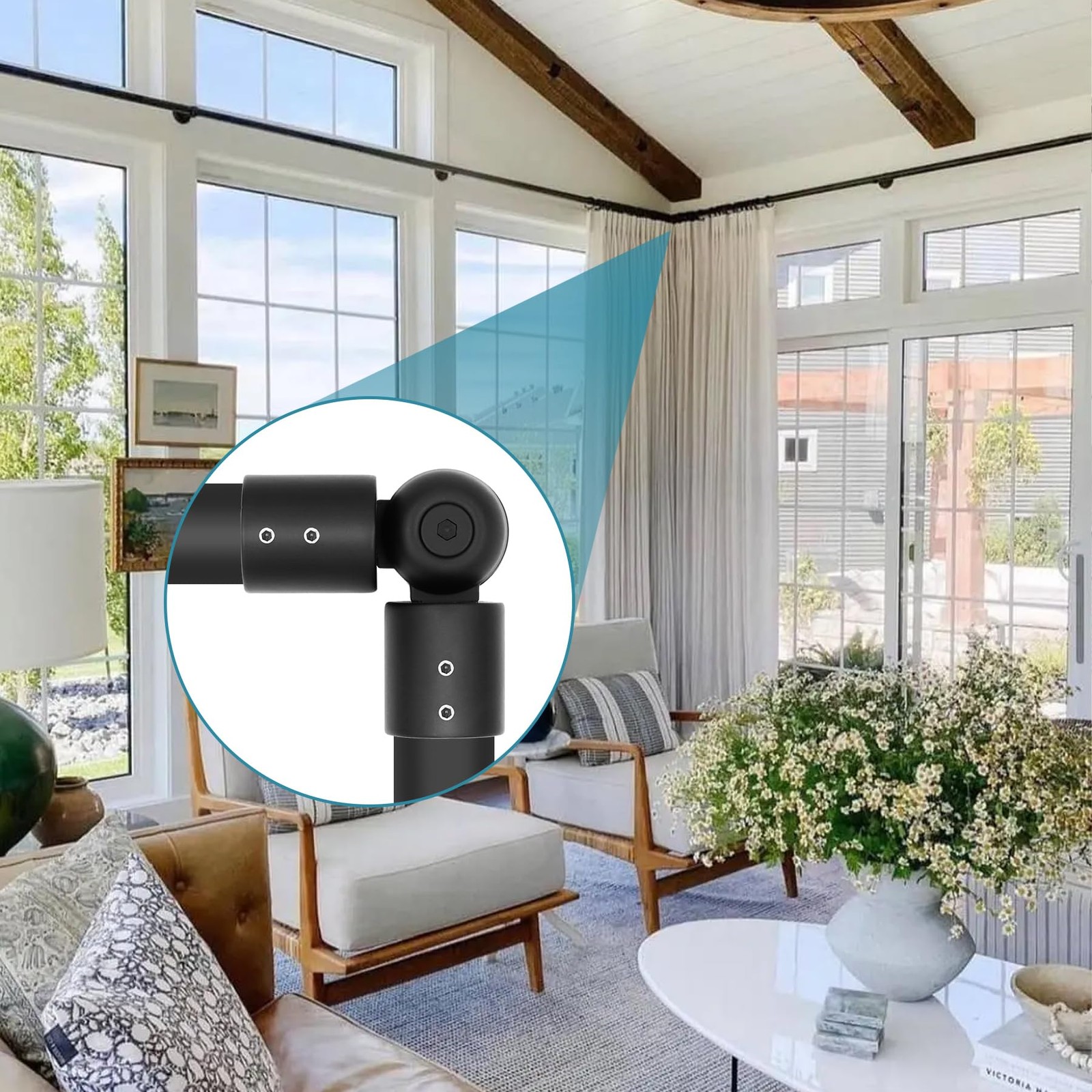 1 pcs Adjustable Window Curtain Rod Corner Connector for 1 Inch Bay Window