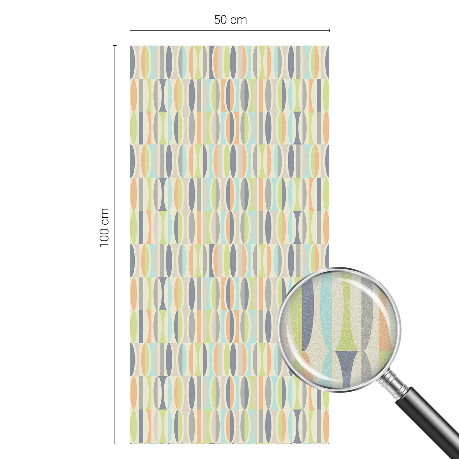 Frosted Glass Sticker Self Adhesive Oval Patterns Abstraction Orange