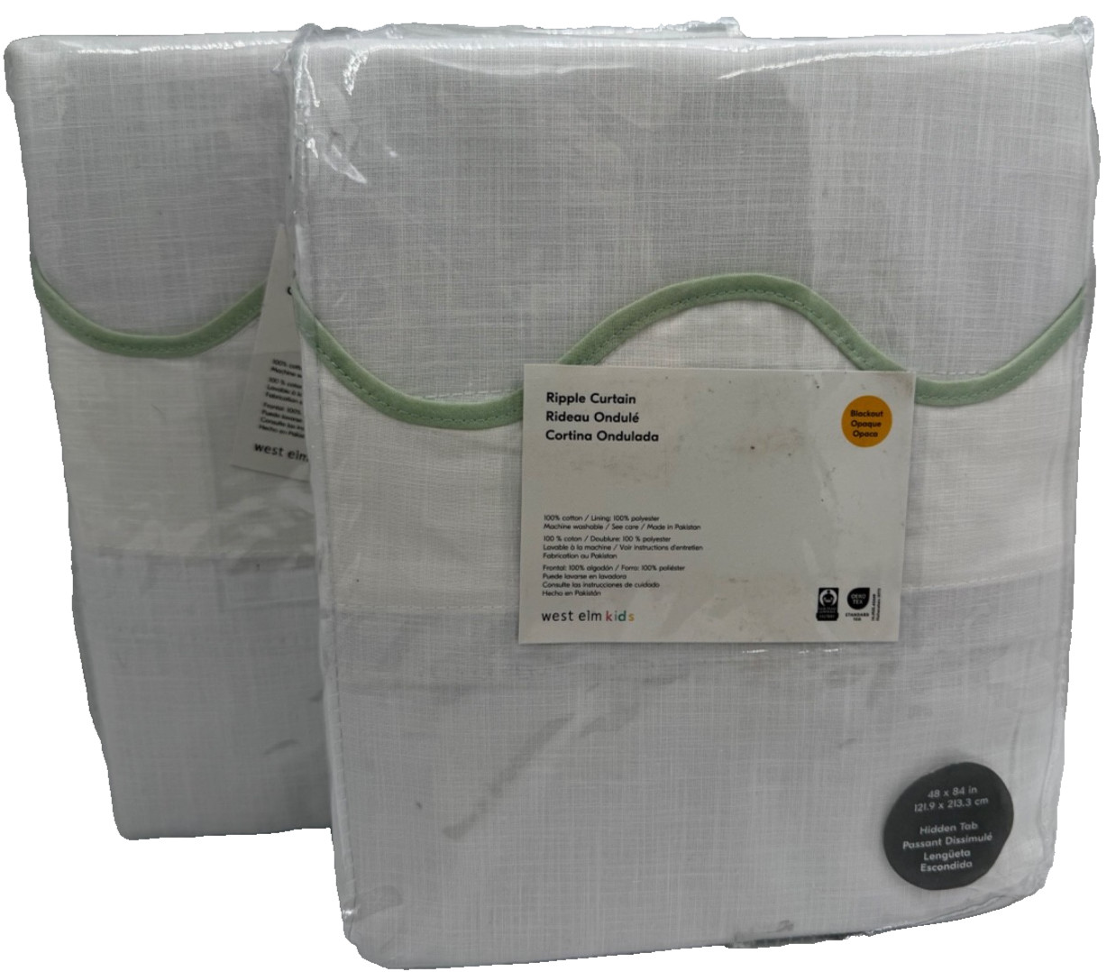 New West Elm Ripple Scallop Blackout Drapes 48″ x 84″ Set of 2 ~White~