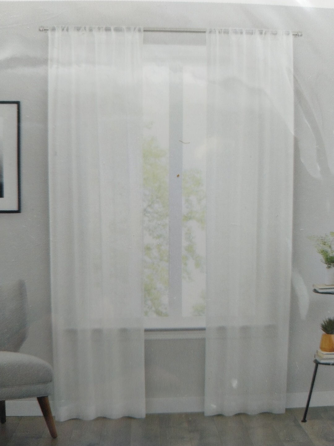 Vue Rod Pocket Sheer Curtain Snow Texture White Set Of 2 37in x 84in