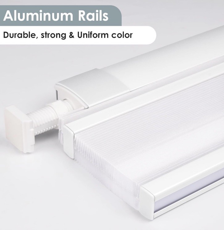 White Cordless Cellular Shades No Drill Light Filtering 26”W X 64”H Thermal TDBU