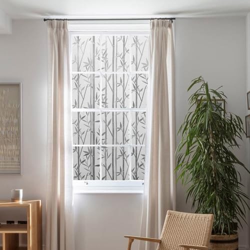 Window Privacy Film, Stained Glass Window Film 17.5 x 78.7 Inch Bamboo Grove