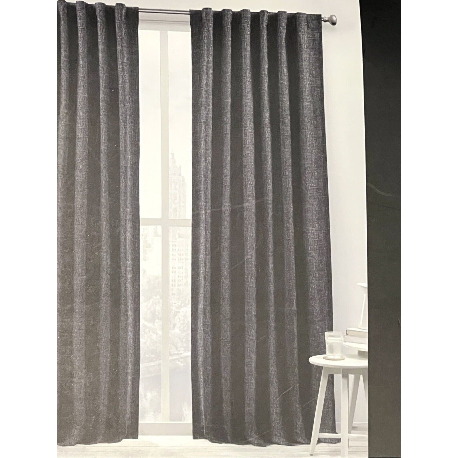 2 Ralph Lauren BARRINGTON Window Panels Curtains 54×96” Black White Grey