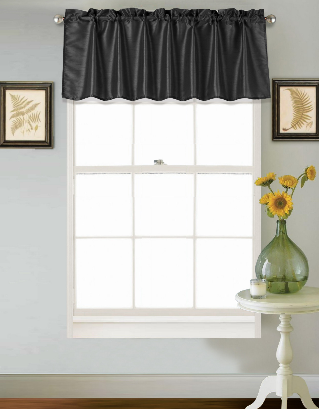 1PC Solid Faux Silk Straight Window Valance Topper Waterfall rod pocket S18 NEW