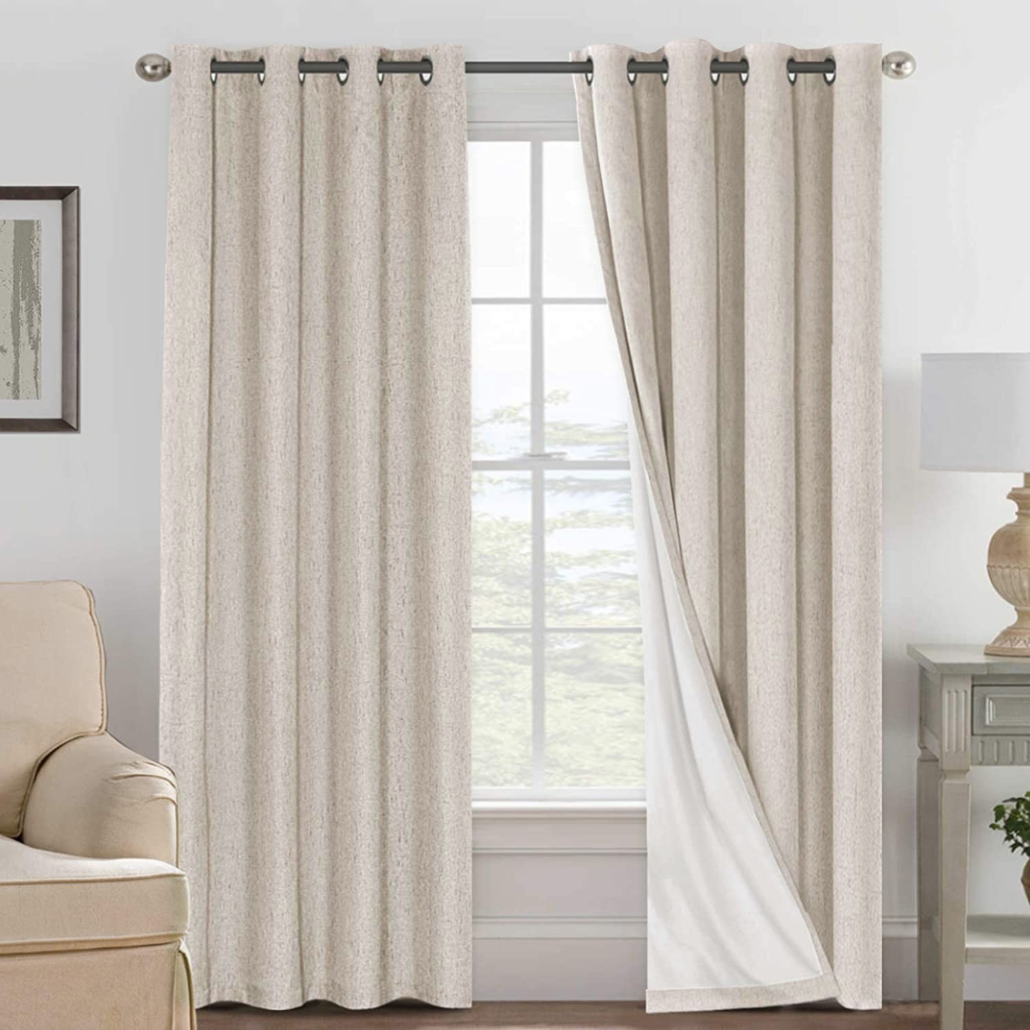 H VERSAILTEX Linen 100% Blackout Curtains for Bedroom Light Blocking Curtains