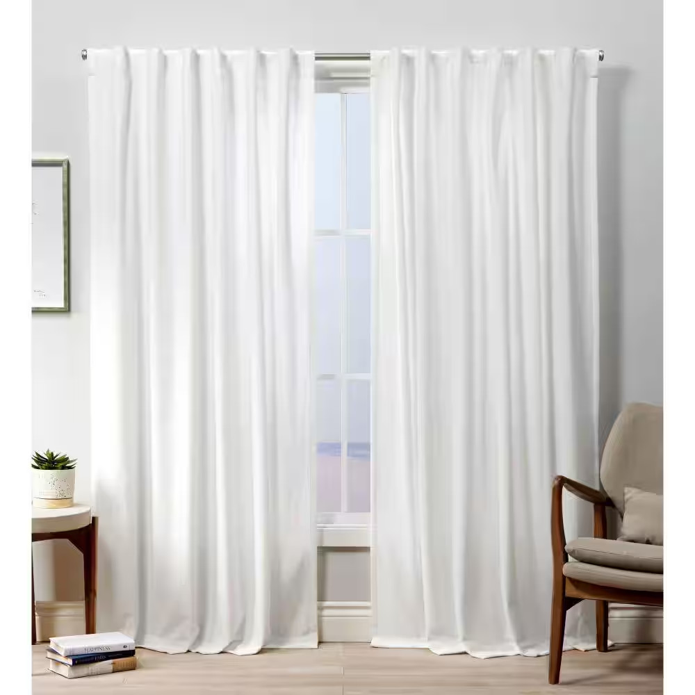 Velvet Winter White Solid Polyester 52 In. W X 96 In. L Hidden Tab Top Light Fil