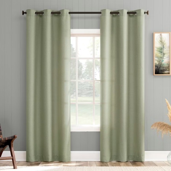 1pc 40"x63" Landon Textured Semi-Sheer Grommet Curtain Panel Sage Green