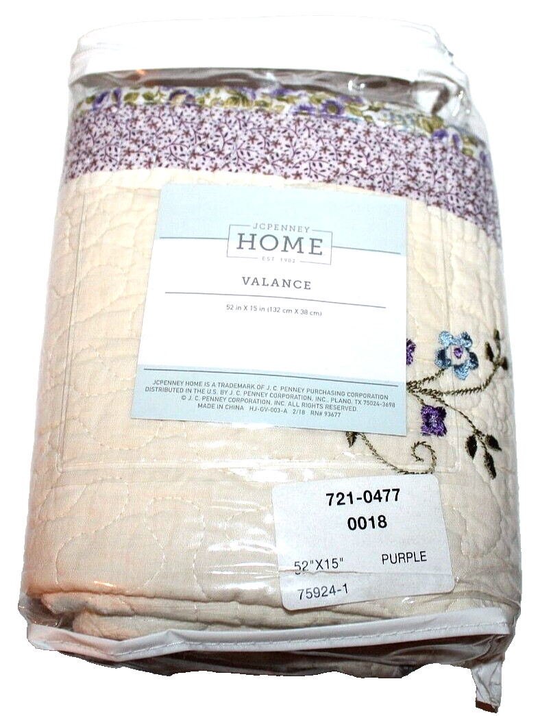 JCPenny Home Purple/Off White Floral Flowers Valance 52 x 15 in.
