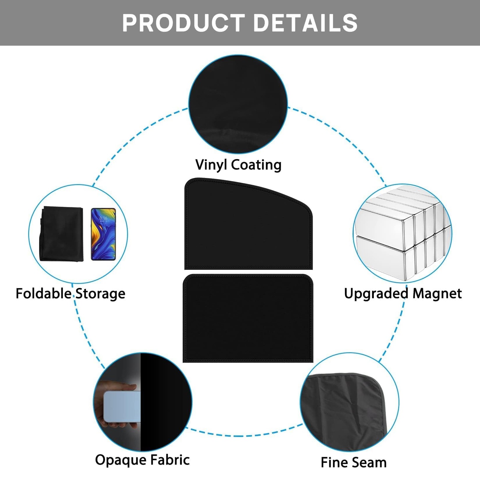 Side Window Sun Shade Magnetic Universal Sunshade Privacy Blinds Car Black