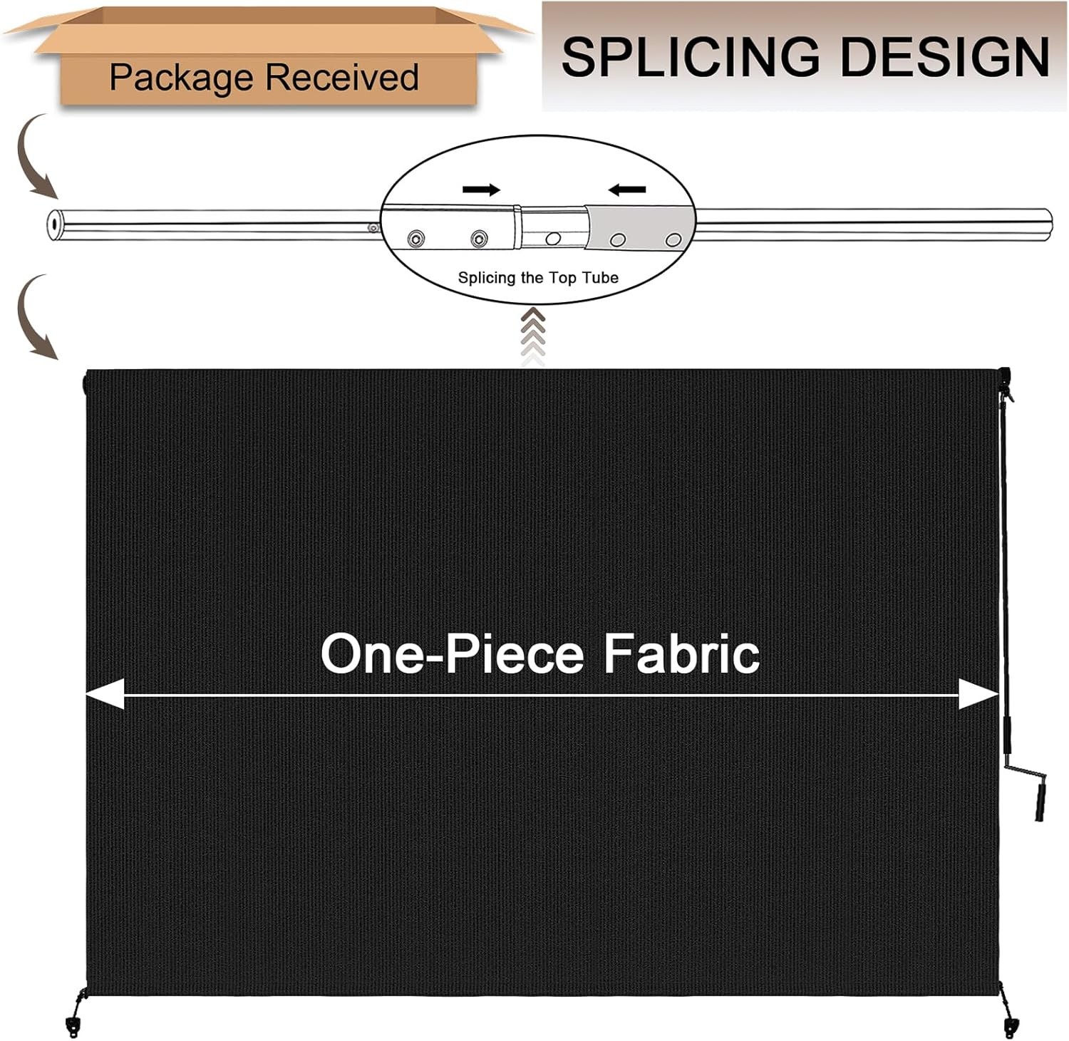 Outdoor Roller Shades for Patio, 8′ W X 8′ H Cordless Patio Shades Roll up Outdo