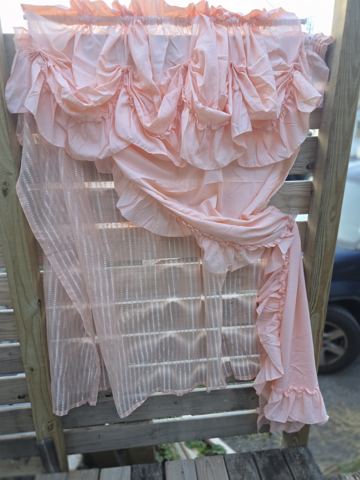 Vintage Kellwood Home Fashions Peach Blush Cottage Curtain Set – Made in USA