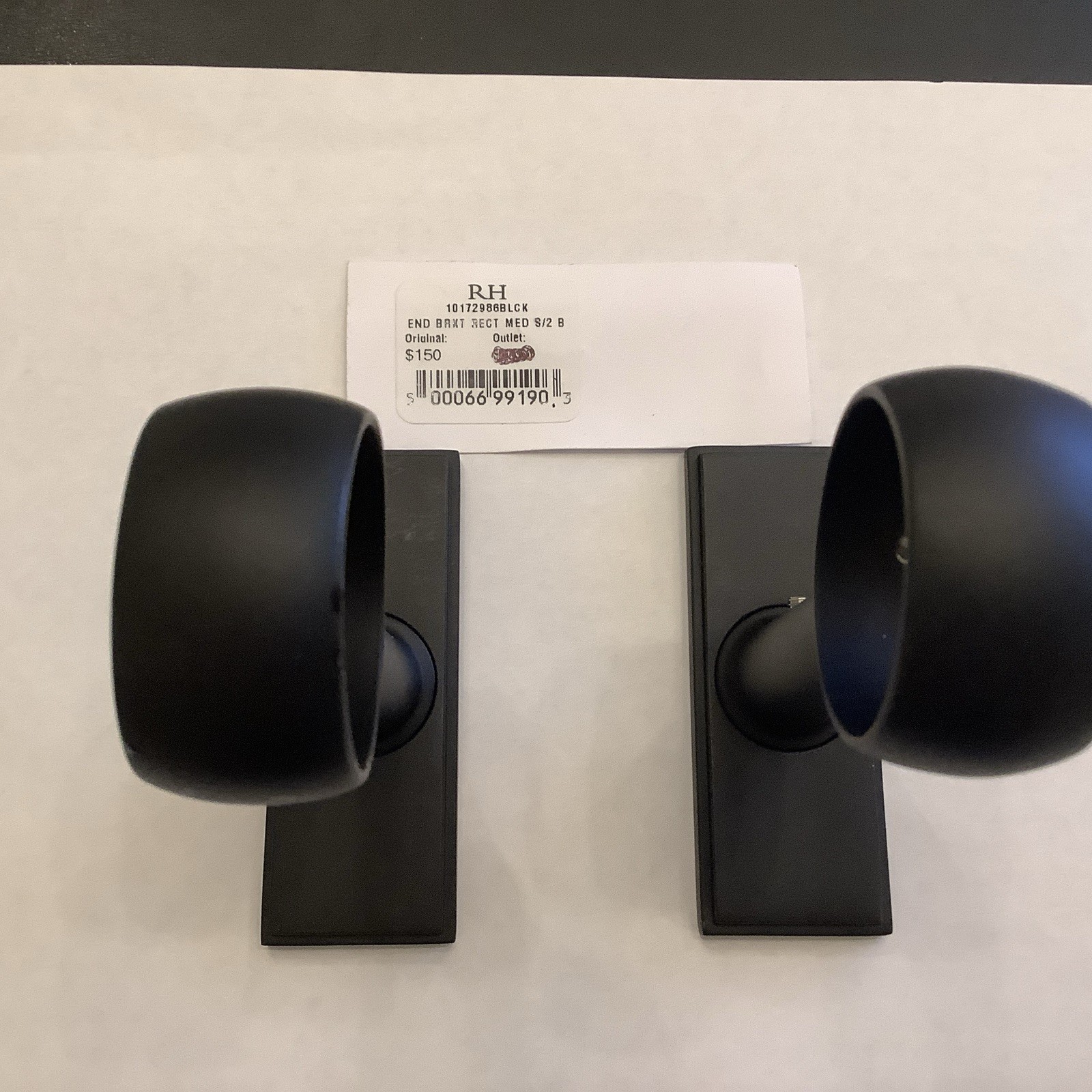 Restoration Hardware Easton End Bracket Rectangular Matte Black Medium- Pair