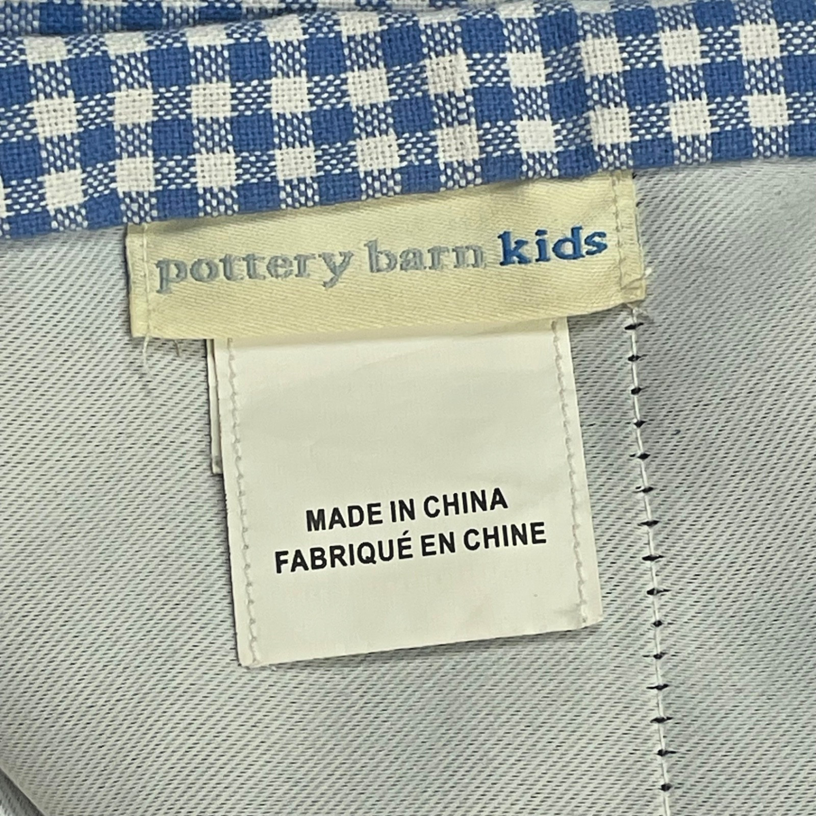 Pottery Barn Kids Curtain 2 Panels Blue Gingham Lined 44 x 63 Blackout EUC