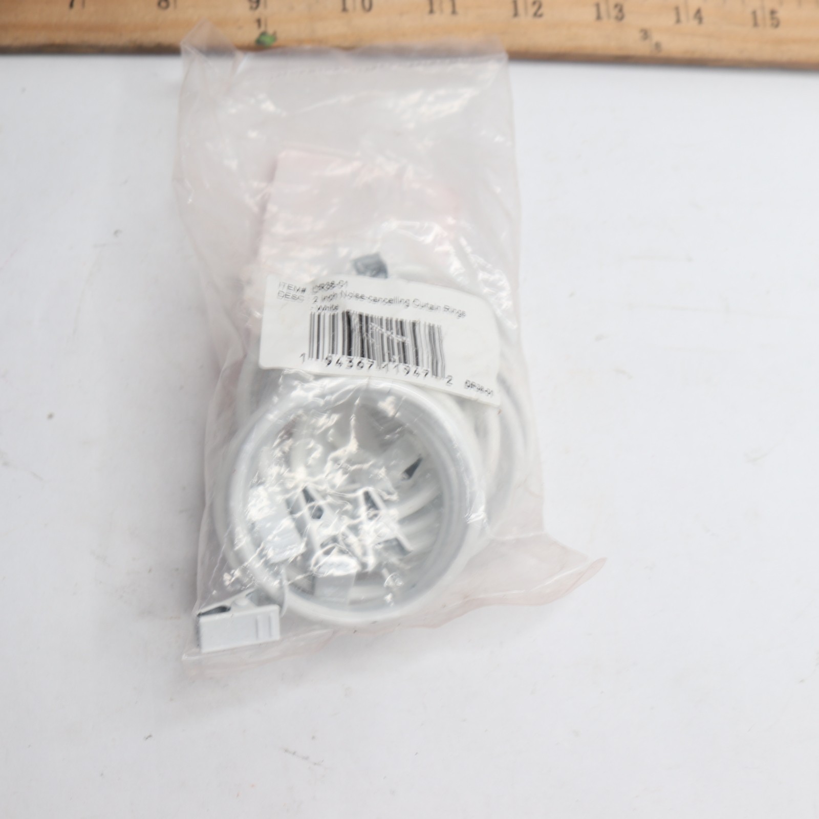 (10-Pk) Noise-Canceling Curtain Rings w/ Clips White 1-7/8″ DR38-01