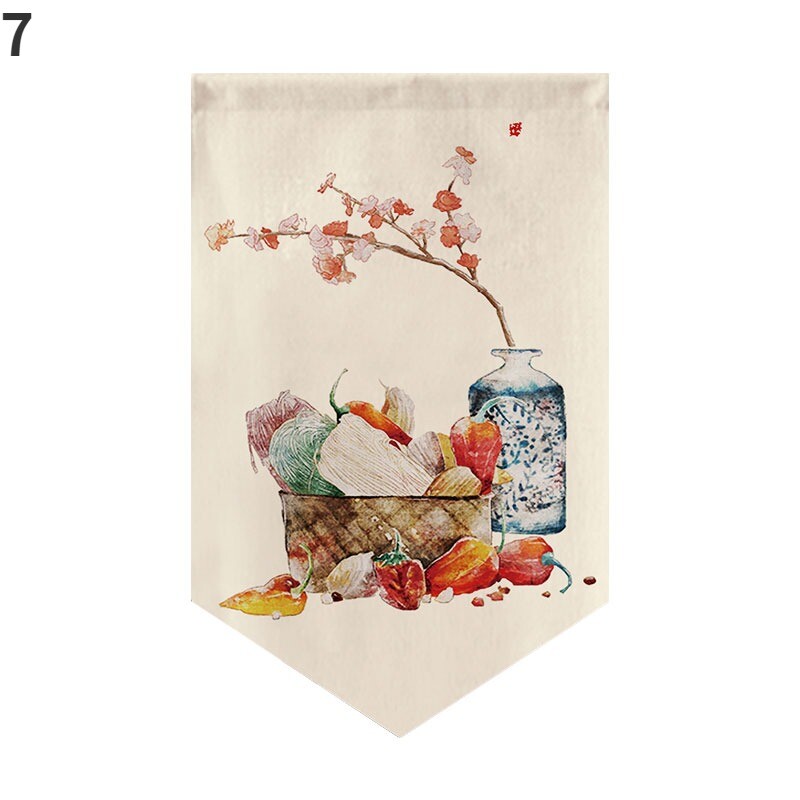 1X Chinese Noren Curtain Food Pattern Kitchen Door Short Drape Home DIY Decors