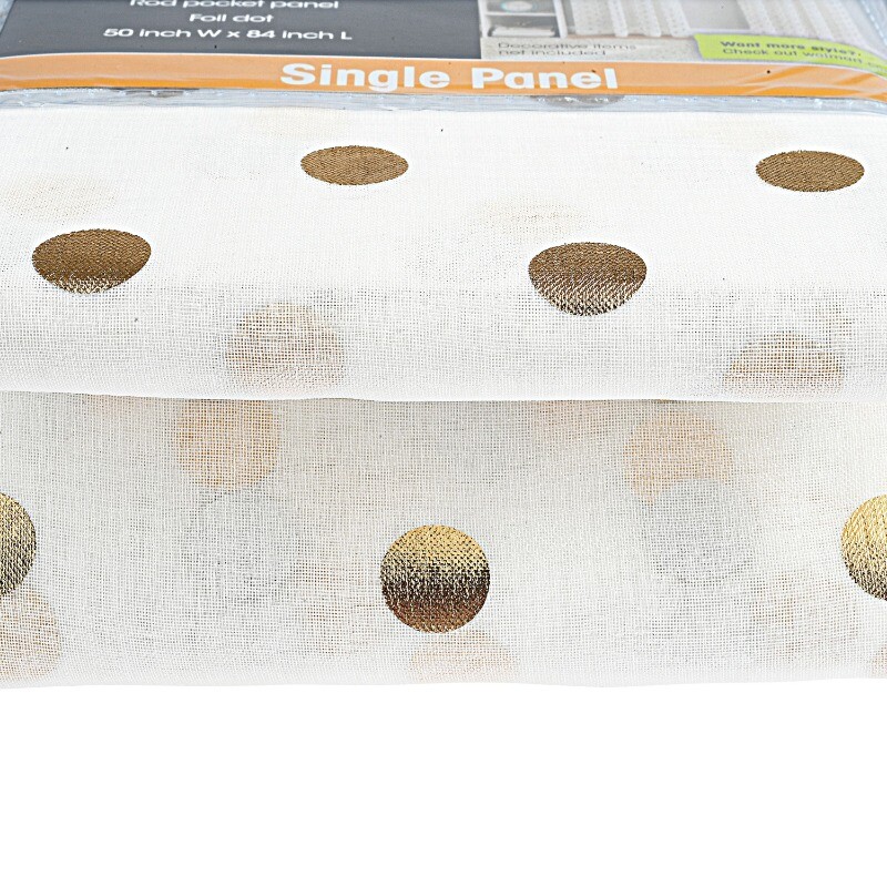 Your Zone Gold Metallic Dot Single Curtain Panel, 50″ W x 84″L