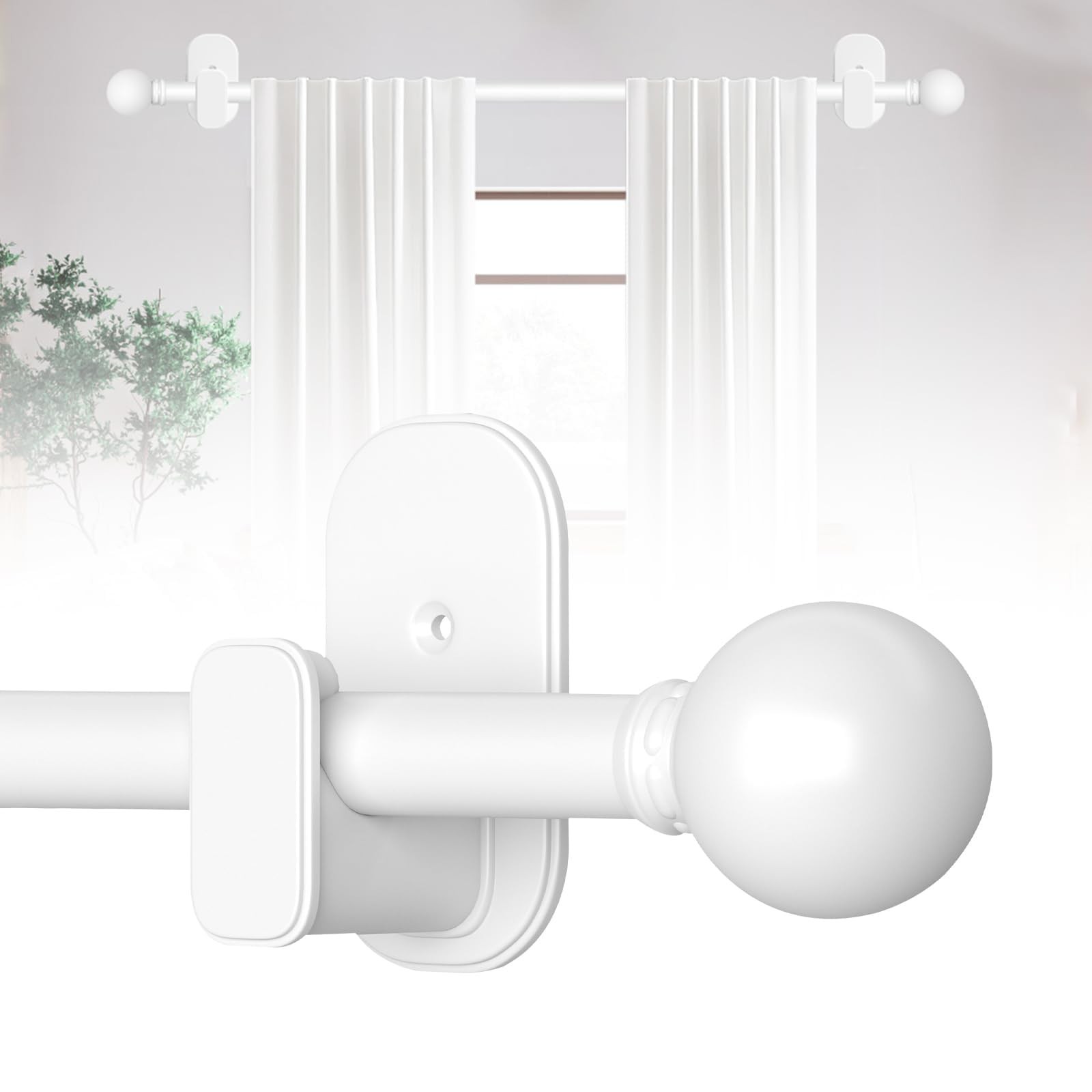 TKZTKZ Curtain Rods No Drilling for Windows 18 to 28 Inch:No Drill Small Whit…