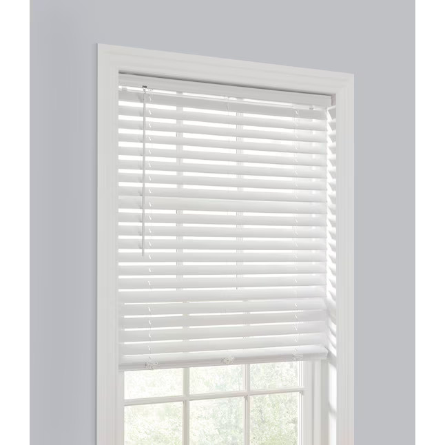 2-in Slat Width 25.5- in x 64-in Cordless White Vinyl Room Darkening Blinds