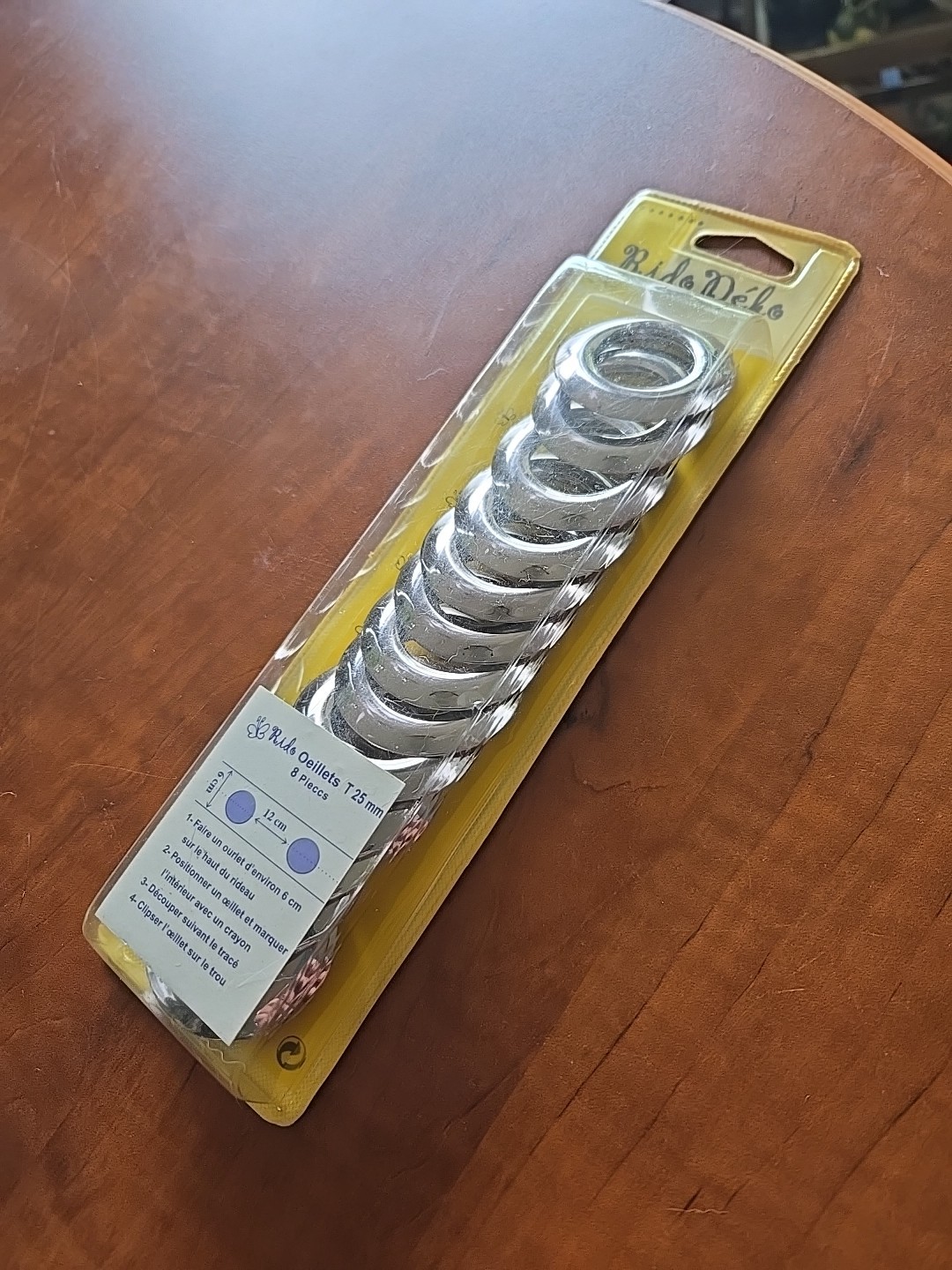 Rido Deko Curtain Grommets 25mm Round 8ct Chrome Finish New NIB NOS Sewing