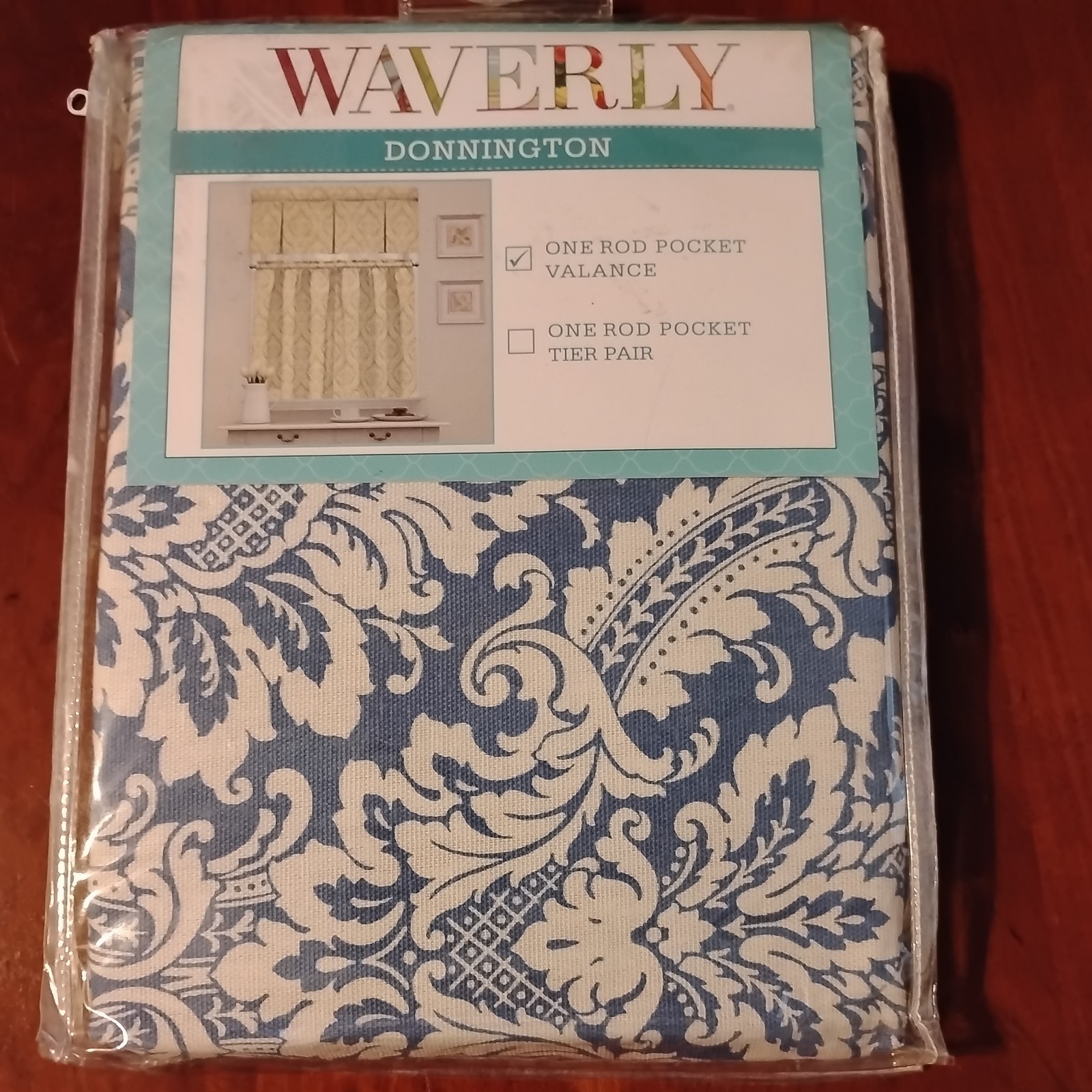 Waverly Donnington Cornflower Valance – 52″ x 18″ Blue & White – Rod Pocket NEW