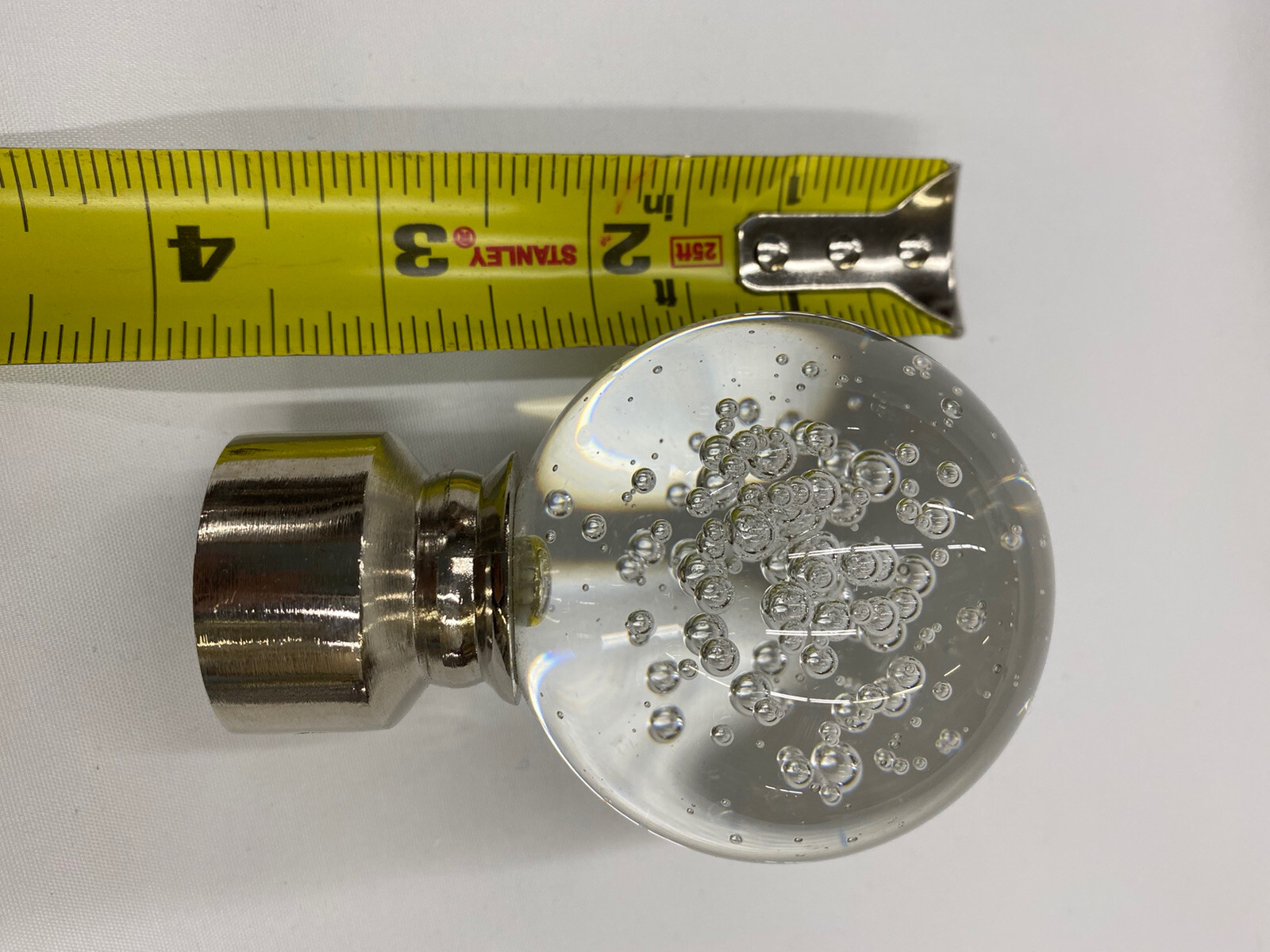 1x Curtain Rod Finials Bubble Clear Luster Chrome – Fits 1” Rod