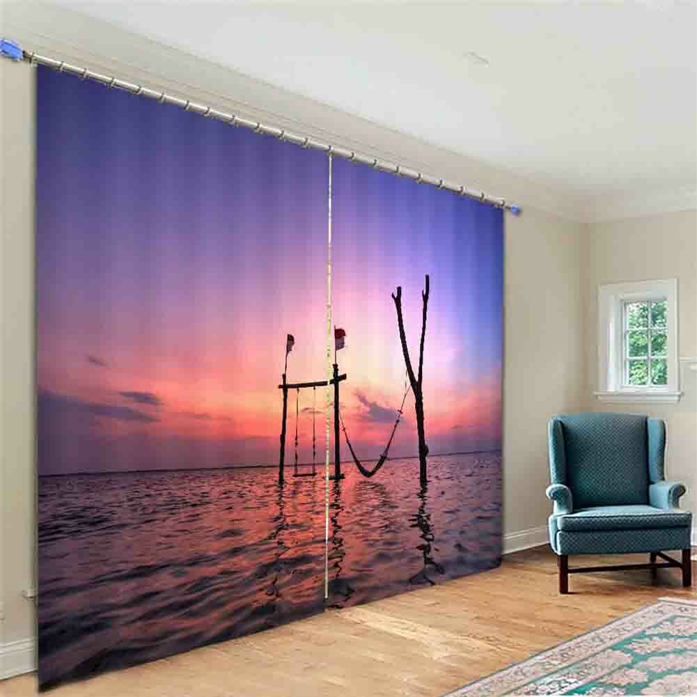 Purple Marginal Sky 3D Curtain Blockout Photo Printing Curtains Drape Fabric