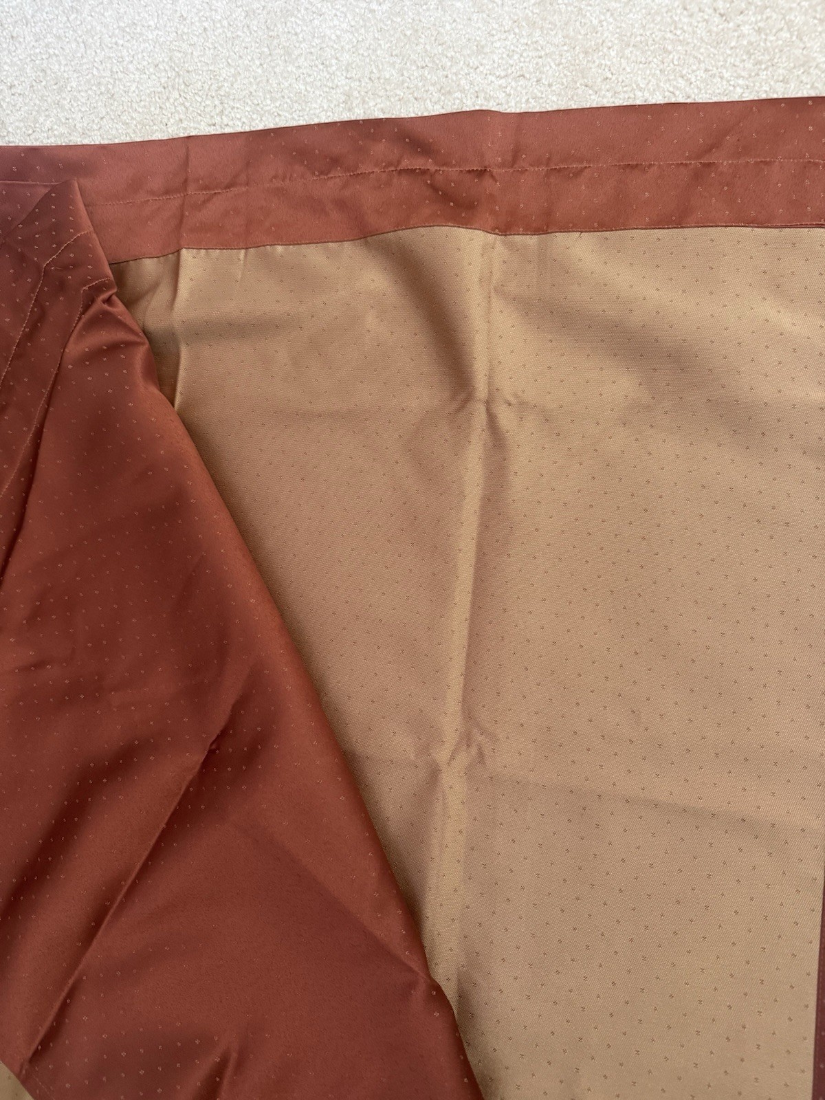 10 PC ELEGANT CURTAIN DRAPE SET 4 PANELS 4 VALANCES 4 TIEBACKS RUST GOLD JACQUAR