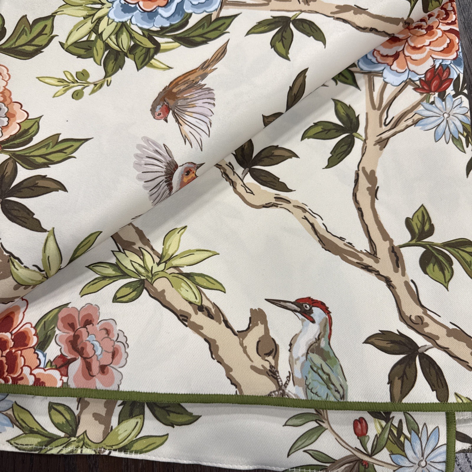 Lillian August Bird Floral Multi Two Back Tab Rod Pocket Curtains 84 in. New