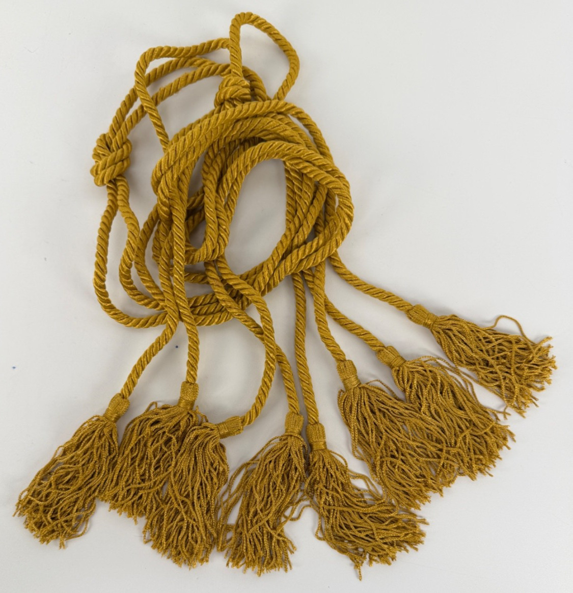 4 NOS Vtg 6 Ft Dark Gold Twisted Braided Rope Tieback W/ Tassel Boho Chic Belt