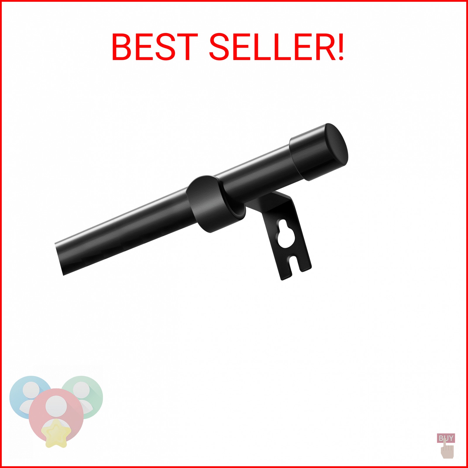 Alskarhem Black Curtain Rods for Windows 32 to 45 Inch,5/8 Inch Small Curtain Ro