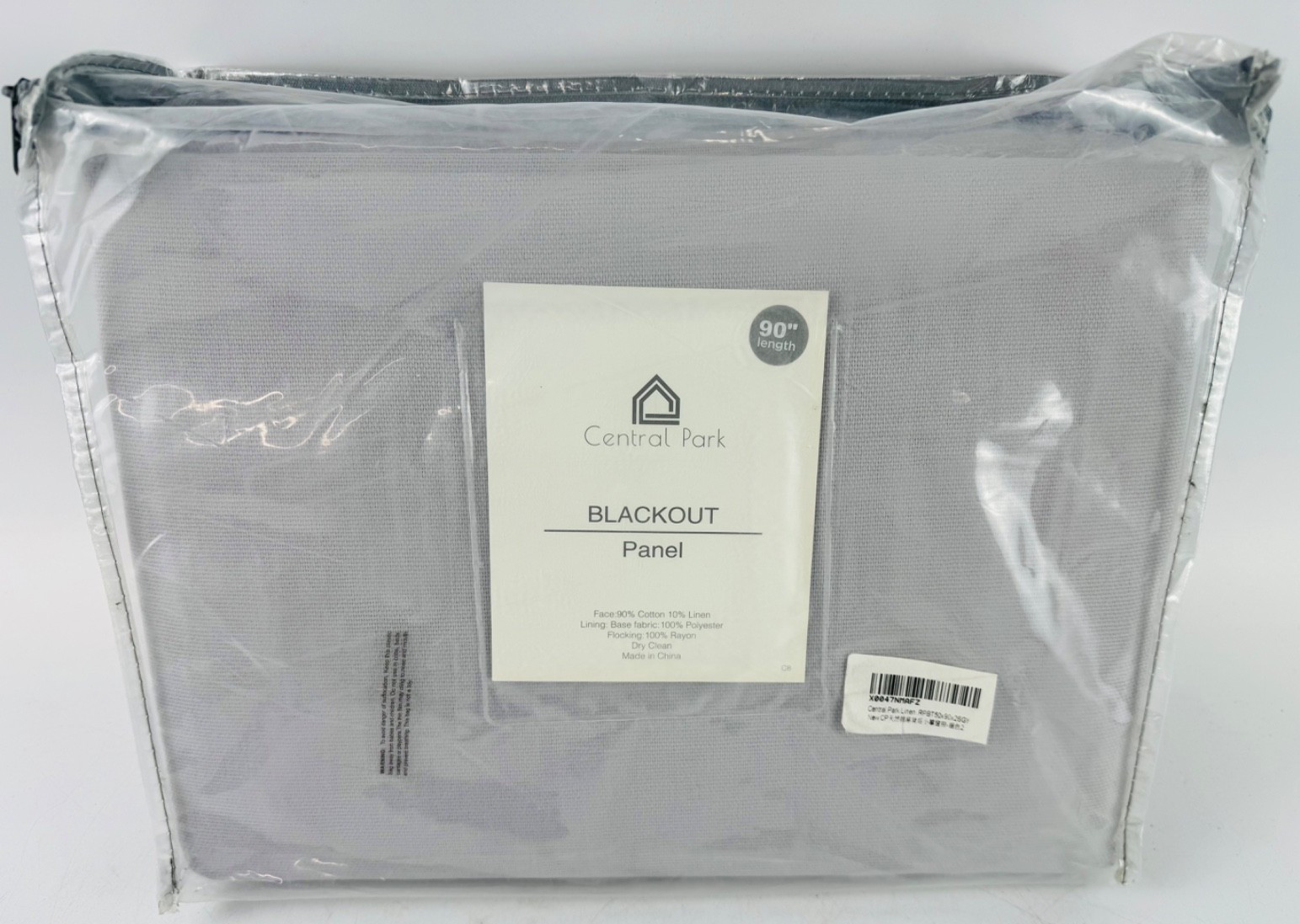 Central Park Silver Gray Cotton Linen Full Blackout Curtain 50″x90″, 2 Panels