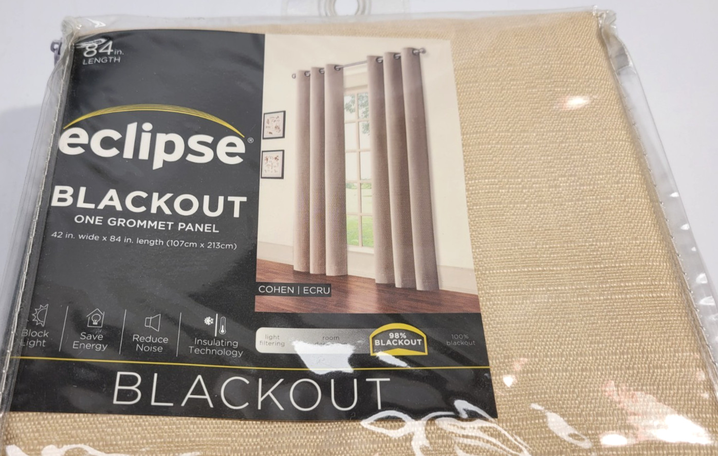 New Eclipse Cohen Thermaback Drape/Panel Blackout One Grommet Panel 84″ x 42″