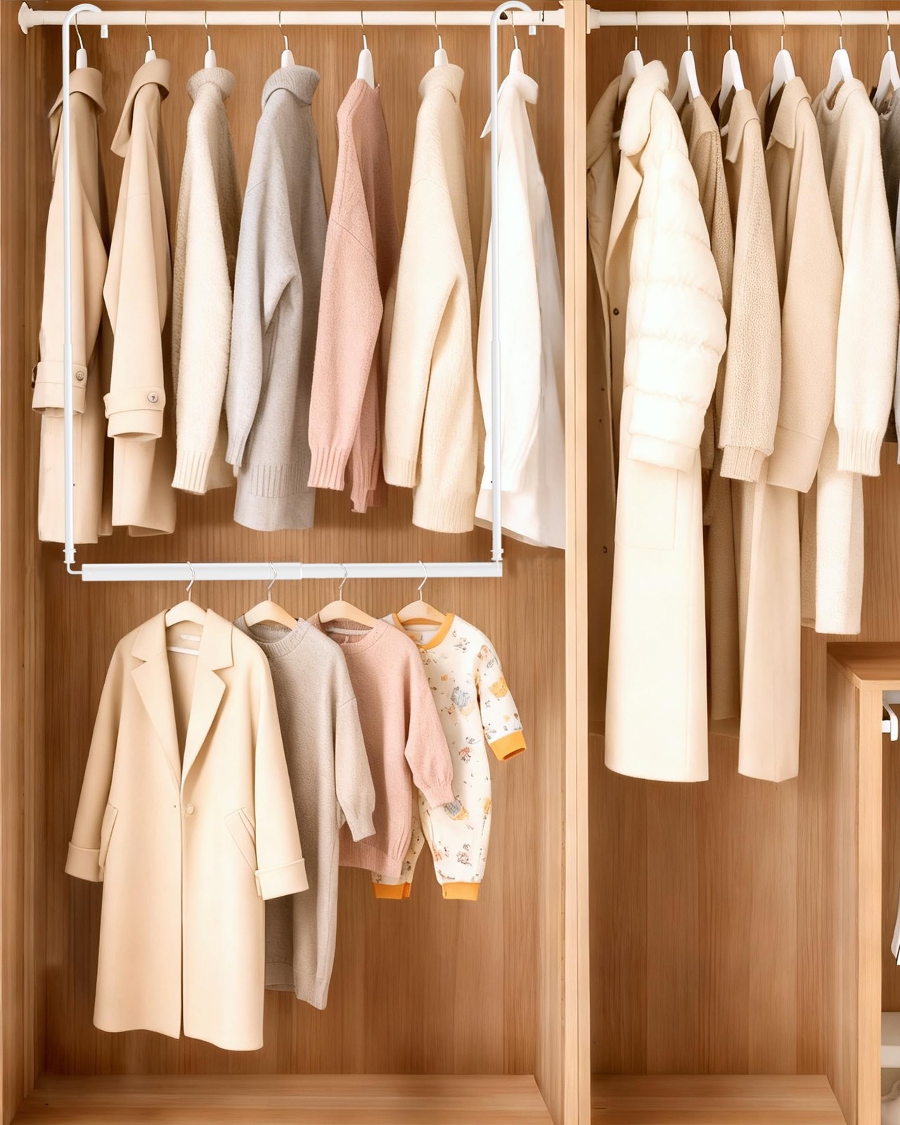 Hanging Closet Rod, Adjustable Height & Width Closet Rods for Hanging Clothes…