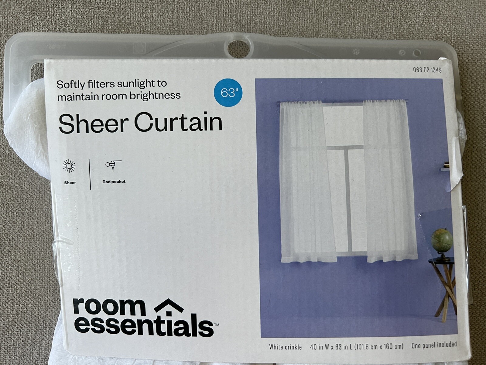 Room Essentials Room Curtain Sheer White Crinkle 40 x 63 One Panel