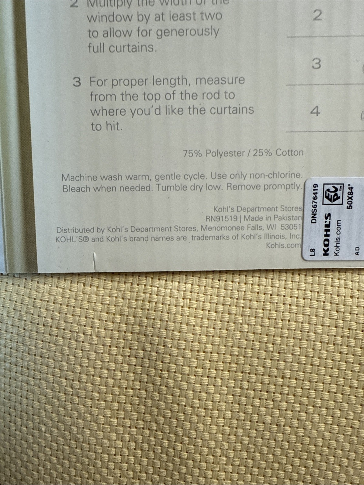 2 Panels Sonoma Alton Window Panel STRAW 50 x 84 Opaque Curtains From Kohl’s