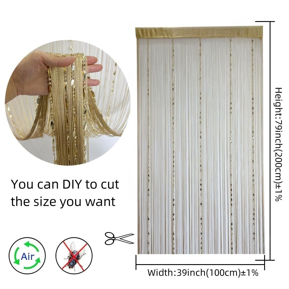 100cmX200cm Decorative Door String Curtain Beads Wall Panel Fringe Window Roo…