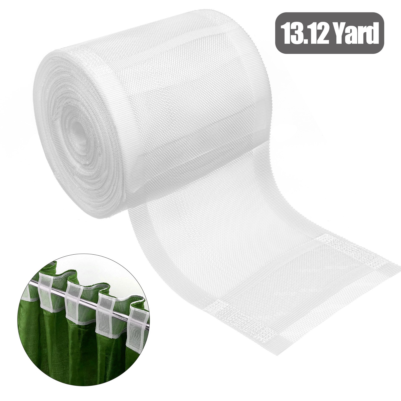 Curtain Pleat Tape White Nylon Drapery Header Tape DIY Curtains 13.12Yard Home