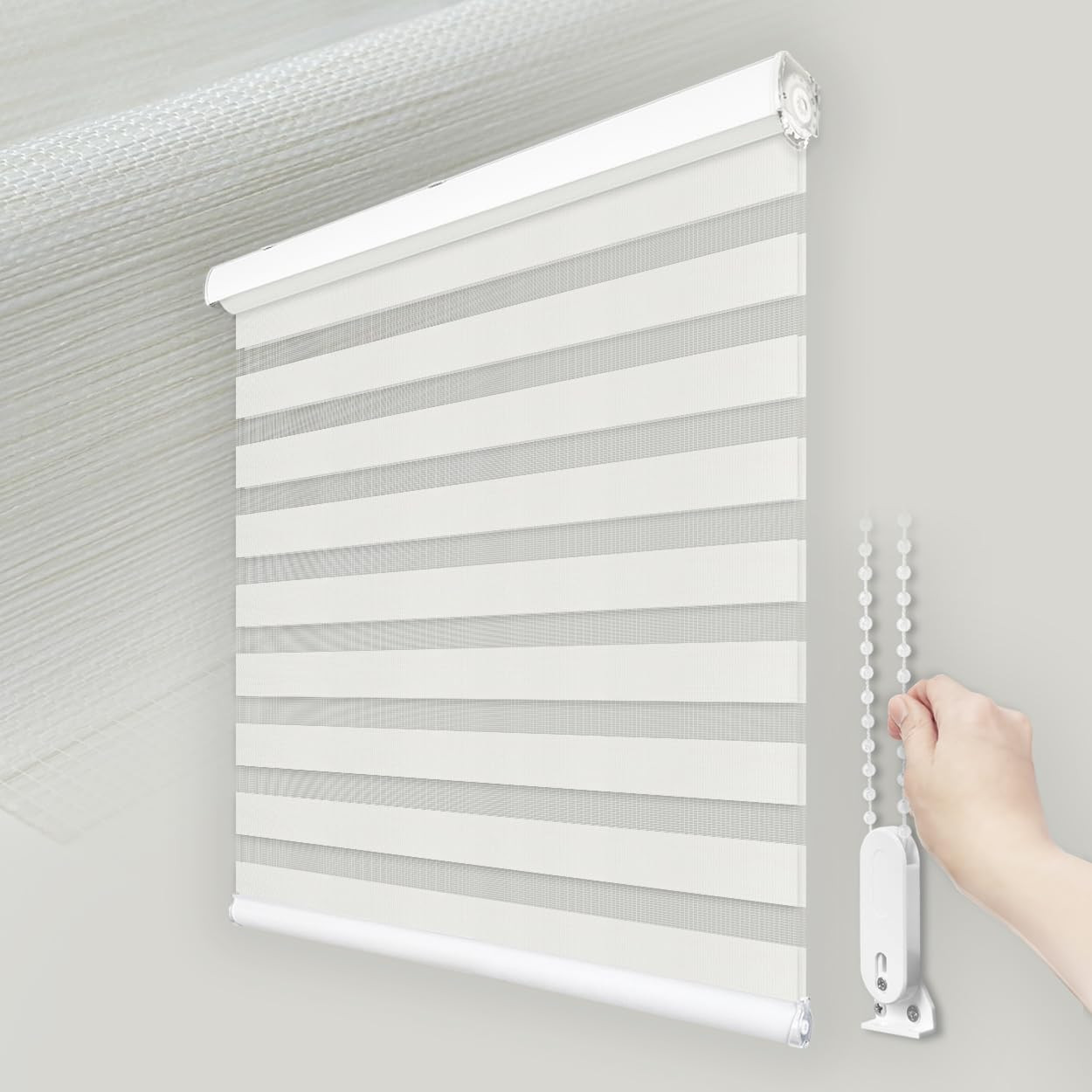 Zebra Roller Blinds – Jacquard Pattern, Light Filtering, 36×64 Inch, Dual Layer