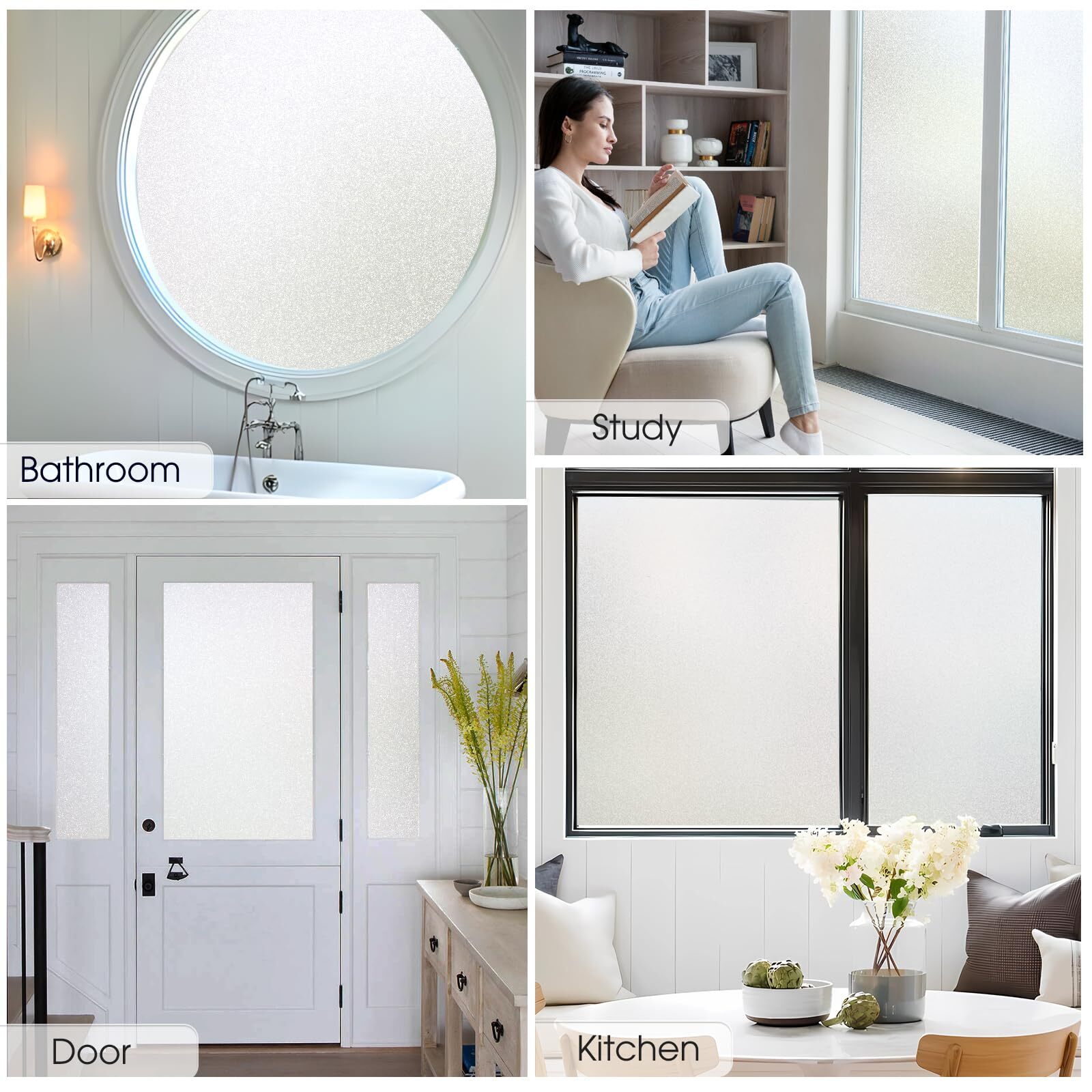Película de privacidad para ventanas de vidrio esmerilado para baño y oficina