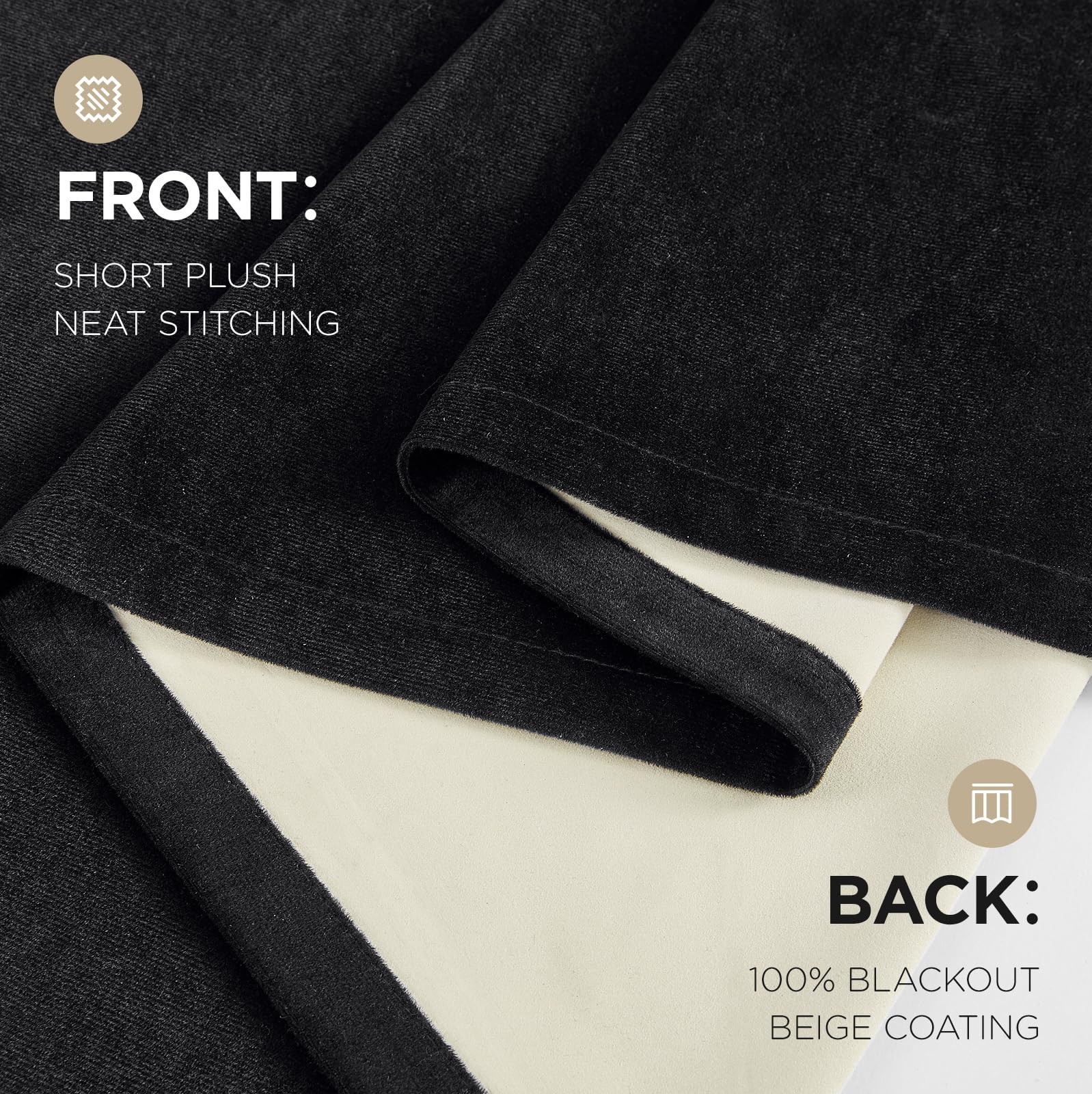 Joydeco Black 100% Blackout Curtains 96 Inch 2 52″W x 96″L (Pack of 2),