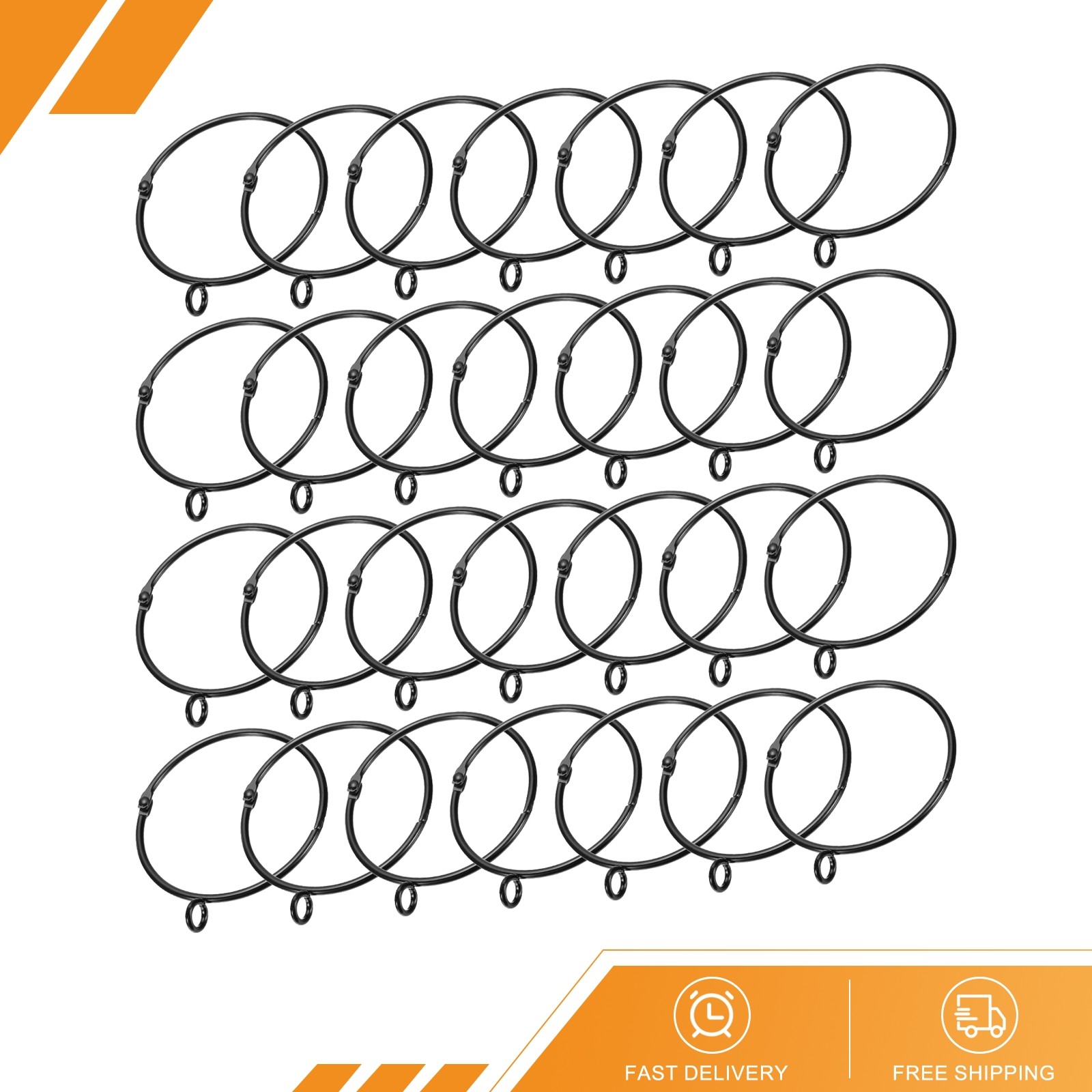 28Pack Openable Curtain Rings Metal Eyelet 2.5 Inch