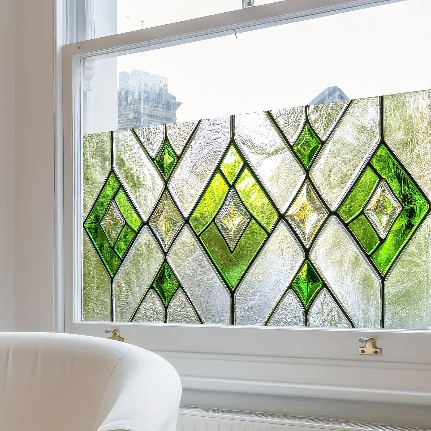Rainbow Stained Glass Window Film 39.3×17.7in Privacy DIY Home Decor Decals