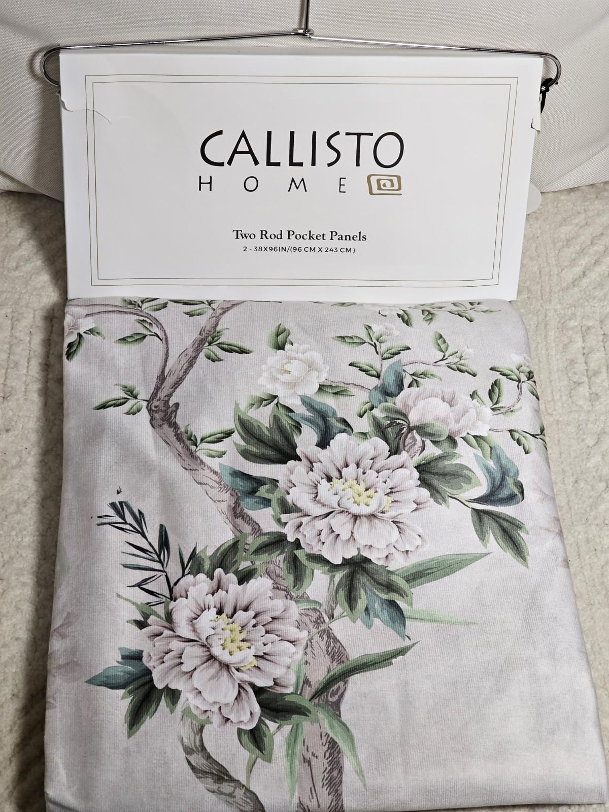 Callisto Home Heron Bird Window Curtains Panels 38 X 96 Pair Drapes Blush Scroll