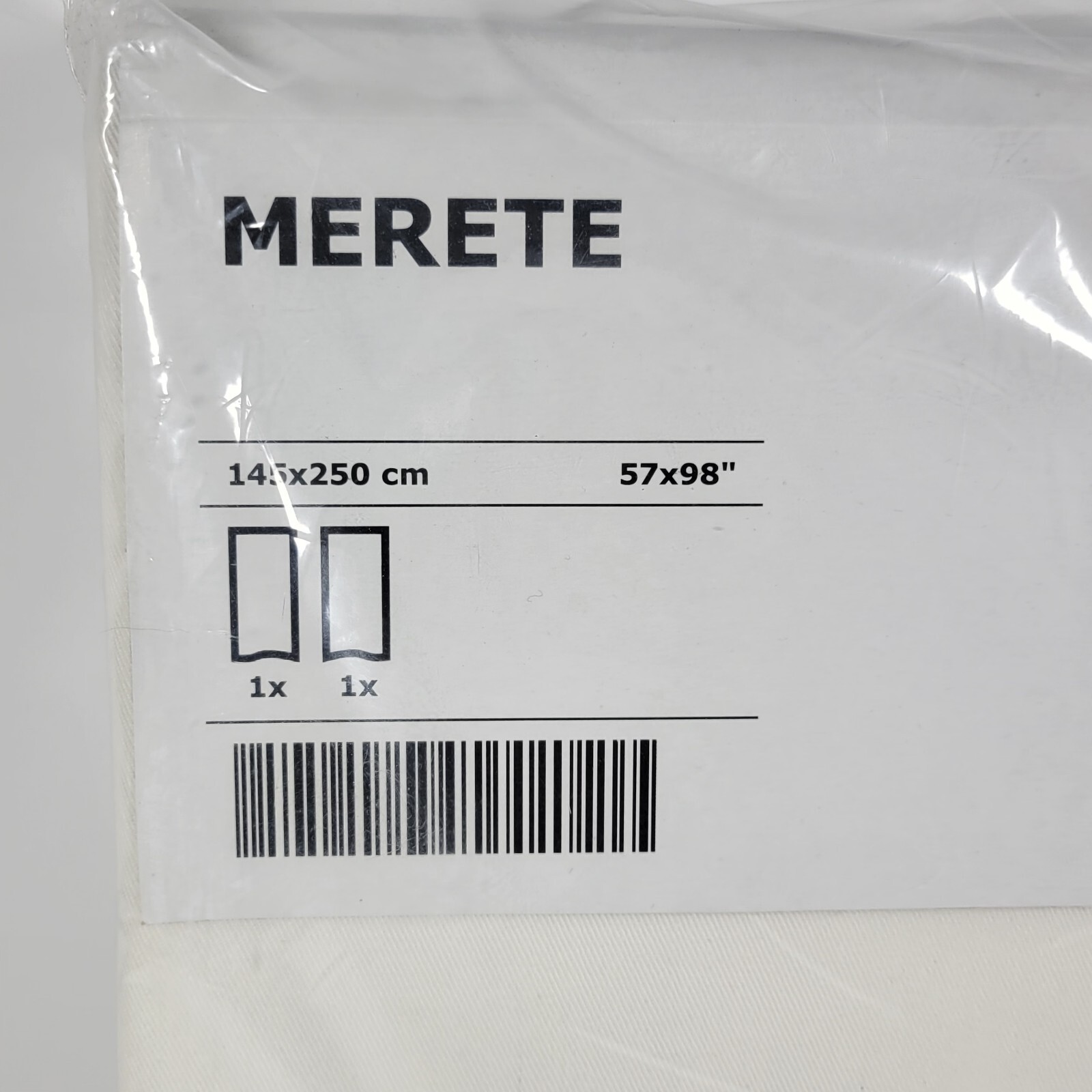 1 Pair IKEA MERETE Curtain Drapes Room Darkening 57×98″ Grommets Bleached White