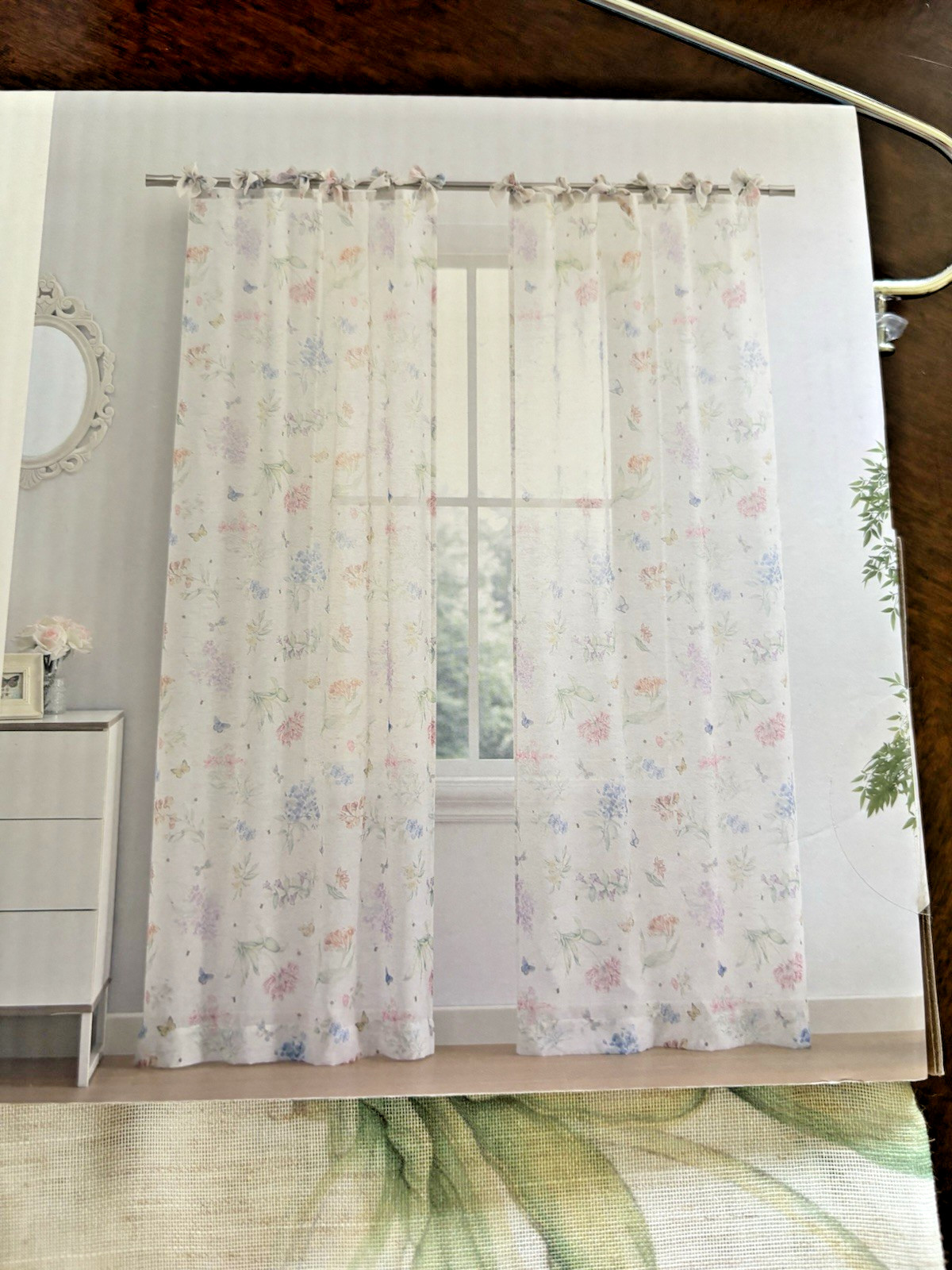 Lenox Butterfly Meadow Tie Top Curtains Drapes Panels 37″ x 84″ Set of 2