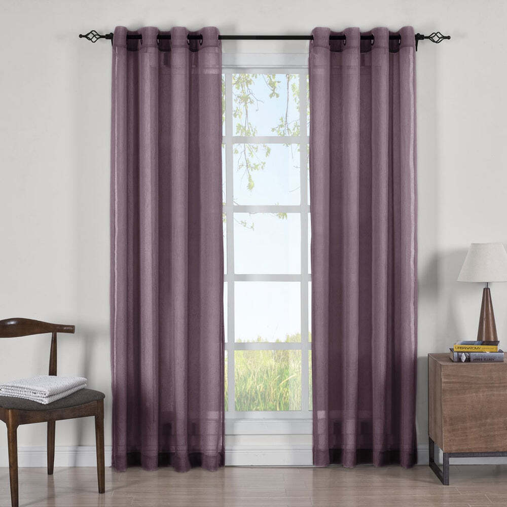 GoLinens Abri Grommet Crushed Sheer Curtain Panels (Set of 2)