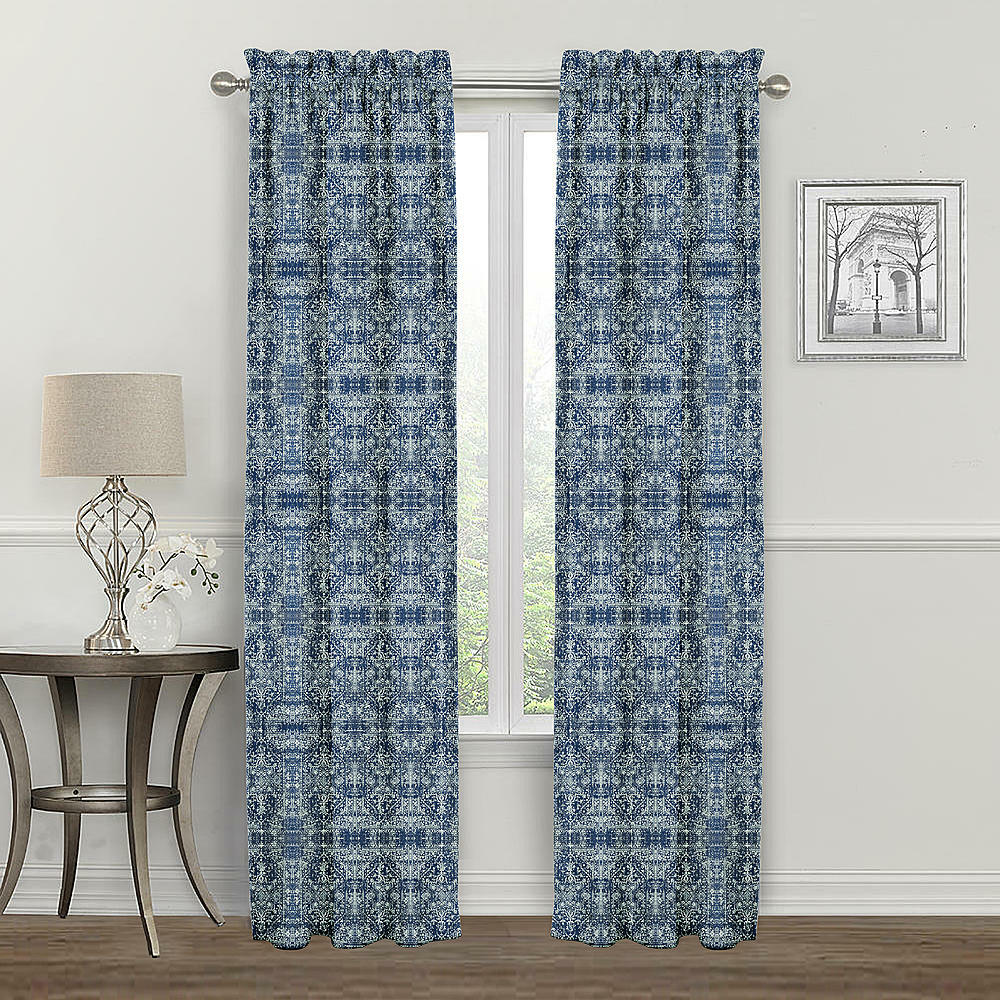 Essential Home Thermal Lined Shawn Indigo Print Panel Pair – 2 Panels 37×63″ ea